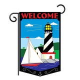 Two Group G156035-P2 Welcome Lighthouse Coastal Nautical Applique Decorative Vertical 13" x 18.5" Double Sided Garden Flag