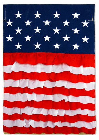 USA Ruffles Flag - Patriotic Americana Vertical Applique Decorative Flags HGE80020 Imported