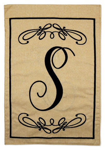 Classic S Burlap - Simply Beauty Interests Vertical Applique Decorative Flags HGE80285 Imported