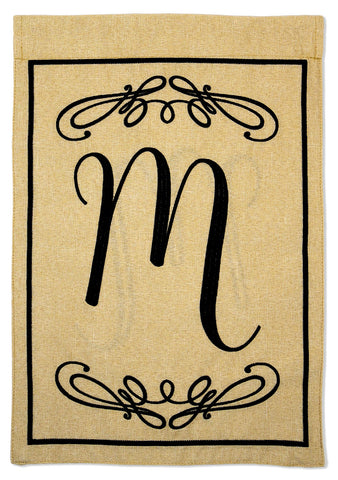 Classic M Burlap - Simply Beauty Interests Vertical Applique Decorative Flags HGE80289 Imported