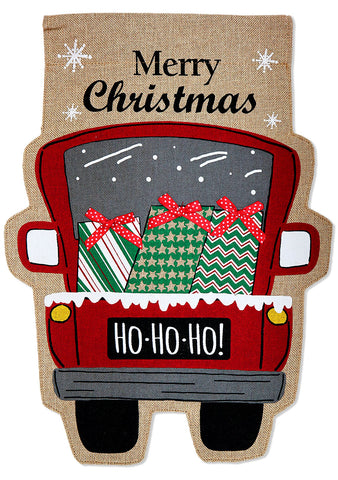 Merry Christmas Burlap - Christmas Winter Vertical Applique Decorative Flags HGE80416 Imported