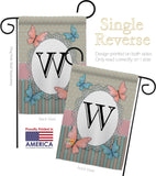 Butterflies W Initial - Bugs & Frogs Garden Friends Vertical Impressions Decorative Flags HG130153 Made In USA