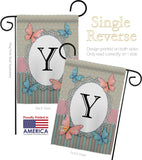 Butterflies Y Initial - Bugs & Frogs Garden Friends Vertical Impressions Decorative Flags HG130155 Made In USA