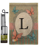 Butterflies L Initial - Bugs & Frogs Garden Friends Vertical Impressions Decorative Flags HG130142 Made In USA