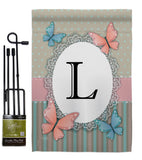Butterflies L Initial - Bugs & Frogs Garden Friends Vertical Impressions Decorative Flags HG130142 Made In USA