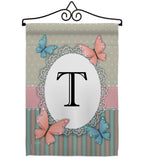 Butterflies T Initial - Bugs & Frogs Garden Friends Vertical Impressions Decorative Flags HG130150 Made In USA