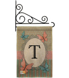 Butterflies T Initial - Bugs & Frogs Garden Friends Vertical Impressions Decorative Flags HG130150 Made In USA