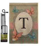 Butterflies T Initial - Bugs & Frogs Garden Friends Vertical Impressions Decorative Flags HG130150 Made In USA