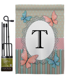 Butterflies T Initial - Bugs & Frogs Garden Friends Vertical Impressions Decorative Flags HG130150 Made In USA