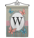 Butterflies W Initial - Bugs & Frogs Garden Friends Vertical Impressions Decorative Flags HG130153 Made In USA