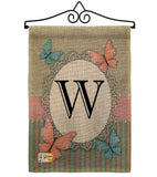 Butterflies W Initial - Bugs & Frogs Garden Friends Vertical Impressions Decorative Flags HG130153 Made In USA
