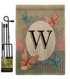 Butterflies W Initial - Bugs & Frogs Garden Friends Vertical Impressions Decorative Flags HG130153 Made In USA