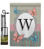 Butterflies W Initial - Bugs & Frogs Garden Friends Vertical Impressions Decorative Flags HG130153 Made In USA