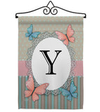 Butterflies Y Initial - Bugs & Frogs Garden Friends Vertical Impressions Decorative Flags HG130155 Made In USA