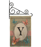 Butterflies Y Initial - Bugs & Frogs Garden Friends Vertical Impressions Decorative Flags HG130155 Made In USA