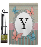 Butterflies Y Initial - Bugs & Frogs Garden Friends Vertical Impressions Decorative Flags HG130155 Made In USA