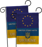 European Union Stand With Ukraine - Support Inspirational Vertical Impressions Decorative Flags HG170264 Made In USA