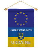 European Union Stand With Ukraine - Support Inspirational Vertical Impressions Decorative Flags HG170264 Made In USA
