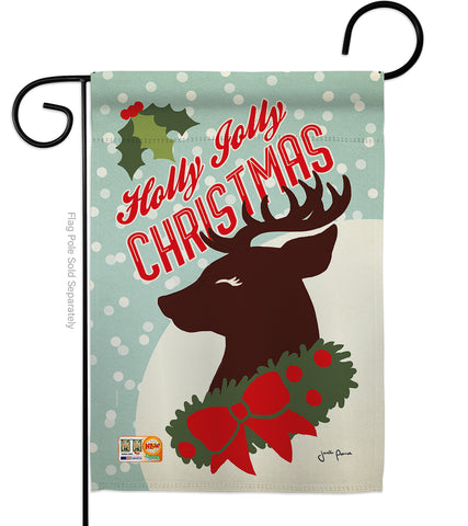 Holly Jolly Christmas - Christmas Winter Vertical Impressions Decorative Flags HG114197 Made In USA