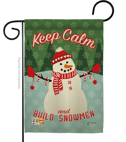 Keep Calm Build Snowmen - Christmas Winter Vertical Impressions Decorative Flags HG114198 Made In USA