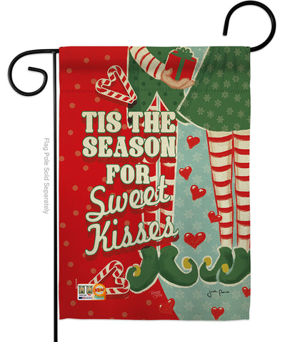 Season Sweet Kisses - Christmas Winter Vertical Impressions Decorative Flags HG114199 Made In USA