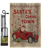 Santa's Coming to Town - Christmas Winter Vertical Impressions Decorative Flags HG114190 Made In USA