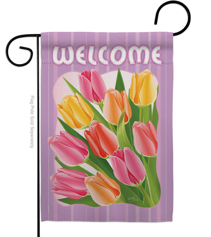 Welcome Tulips - Floral Spring Vertical Impressions Decorative Flags HG104066 Imported