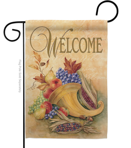 Autumn Cornucopia - Harvest & Autumn Fall Vertical Impressions Decorative Flags HG113042 Made In USA
