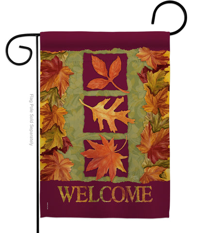 3 Fall Leaves - Harvest & Autumn Fall Vertical Impressions Decorative Flags HG113061 Made In USA