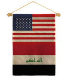 Iraq US Friendship - Nationality Flags of the World Vertical Impressions Decorative Flags HG140404 Made In USA