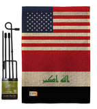 Iraq US Friendship - Nationality Flags of the World Vertical Impressions Decorative Flags HG140404 Made In USA