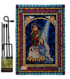 Stained Glass Nativity - Nativity Winter Vertical Impressions Decorative Flags HG114123 Made In USA