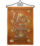 Jesus is the Greatest Gift - Nativity Winter Vertical Impressions Decorative Flags HG191060 Made In USA