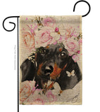 Dachshund Floral - Pets Nature Vertical Impressions Decorative Flags HG110132 Made In USA