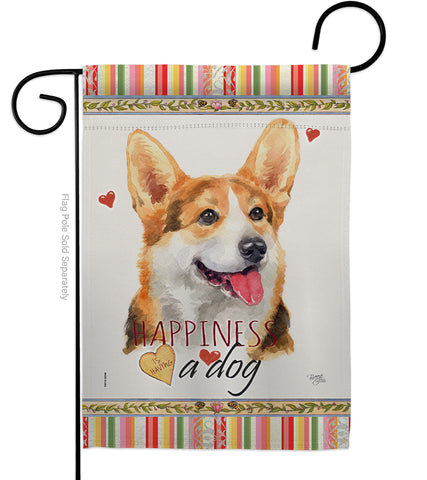 Pembroke Welsh Corgi Happiness - Pets Nature Vertical Impressions Decorative Flags HG110202 Made In USA