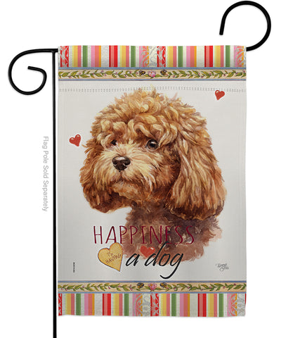 Poodle Happiness - Pets Nature Vertical Impressions Decorative Flags HG110207 Made In USA