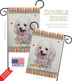 White Poodle Happiness - Pets Nature Vertical Impressions Decorative Flags HG110208 Made In USA