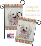 White Poodle Happiness - Pets Nature Vertical Impressions Decorative Flags HG110208 Made In USA