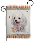 White Poodle Happiness - Pets Nature Vertical Impressions Decorative Flags HG110208 Made In USA