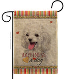 White Poodle Happiness - Pets Nature Vertical Impressions Decorative Flags HG110208 Made In USA