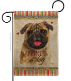 Pug Happiness - Pets Nature Vertical Impressions Decorative Flags HG110210 Made In USA