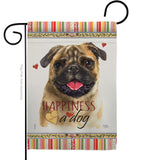 Pug Happiness - Pets Nature Vertical Impressions Decorative Flags HG110210 Made In USA