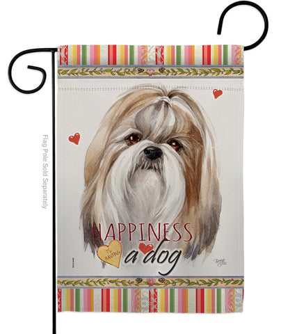 Shih Tzu Happiness - Pets Nature Vertical Impressions Decorative Flags HG110218 Made In USA