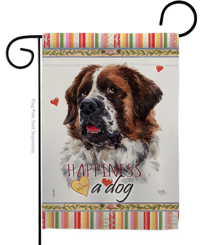 St. Bernard Dog Happiness - Pets Nature Vertical Impressions Decorative Flags HG110226 Made In USA