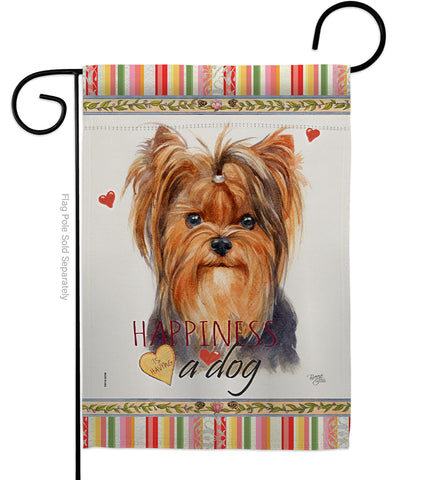 Yorkie Happiness - Pets Nature Vertical Impressions Decorative Flags HG110235 Made In USA
