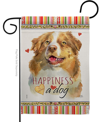Yellow Australian Shepherd Happiness - Pets Nature Vertical Impressions Decorative Flags HG110240 Made In USA