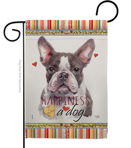 Gray Boston Terrier Happiness - Pets Nature Vertical Impressions Decorative Flags HG110242 Made In USA
