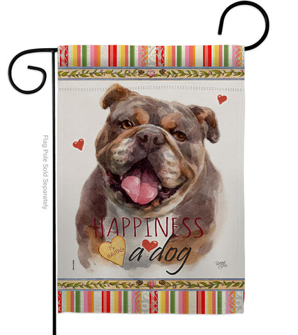 Chocolate Bulldog Happiness - Pets Nature Vertical Impressions Decorative Flags HG110244 Made In USA
