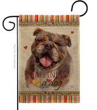 Chocolate Bulldog Happiness - Pets Nature Vertical Impressions Decorative Flags HG110244 Made In USA
