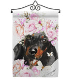 Dachshund Floral - Pets Nature Vertical Impressions Decorative Flags HG110132 Made In USA